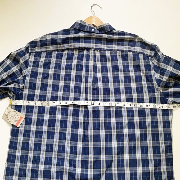 ST. John’s Bay 100% Cotton Blue & White Plaid Classic Fit XL Button-Down Shirt - Picture 4 of 15